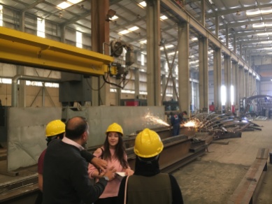 Students during the steel factory tour